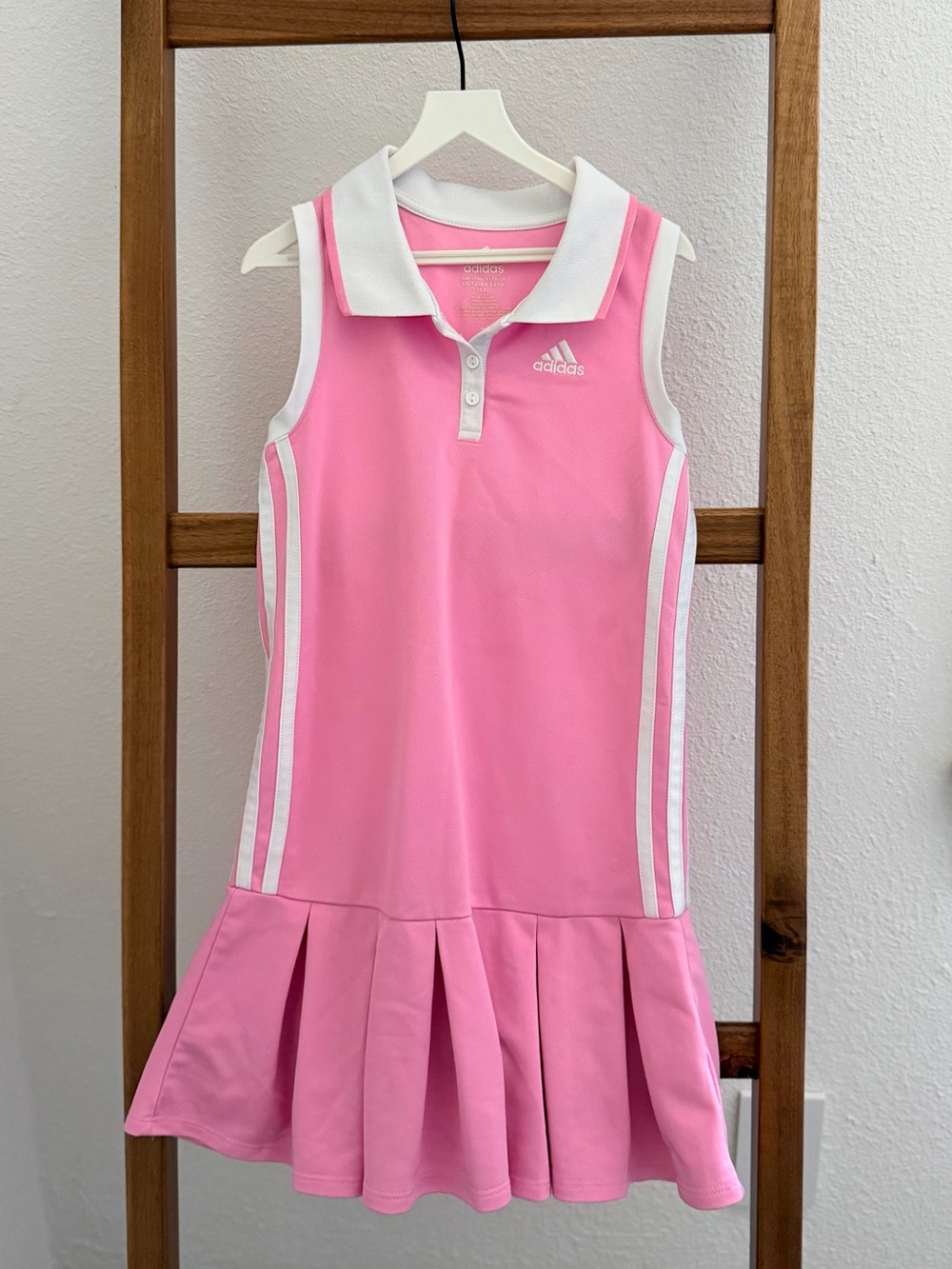 adidas Pink and White Sleeveless Polo Tennis Dress